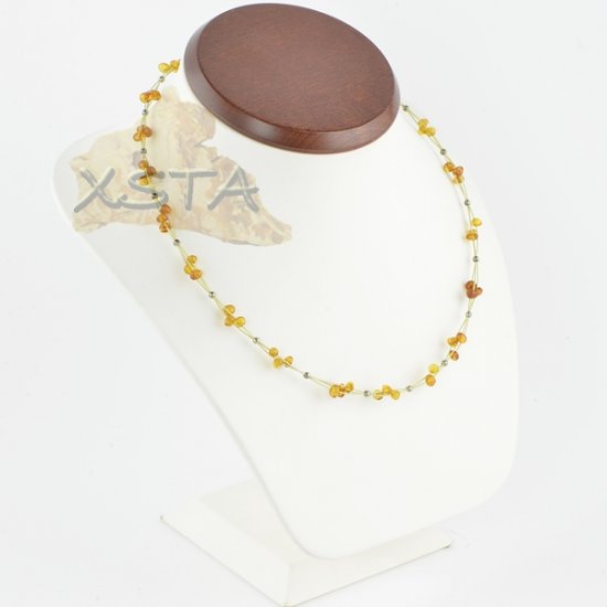 Baroque amber necklace cognac with wire